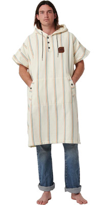 2023 Slowtide Baja Stripe Hooded Towel Change Robe / Poncho ST115 - Cream