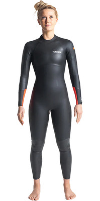 2023 Swim Research Frauen 4/3mm Rückenreißverschluss Gbs Neoprenanzug C-SR43WBZ - Black / Orange