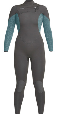 2023 Xcel Womens Comp 4/3mm Chest Zip Wetsuit WN43ZXC0GR - Graphite / Tinfoil Flower