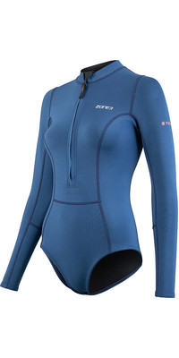 2023 Zone3 Womens Yulex 1.5mm Front Zip Long Sleeve Swimsuit NA23WYLSS103 - Navy