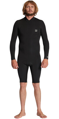 2024 Billabong Mens Absolute 2/ 2mm Back Zip Long Sleeve Shorty Wetsuit ABYW400121 - Black