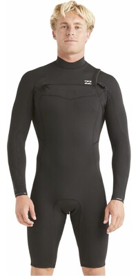 2024 Billabong Mens Absolute 2mm Chest Zip GBS Long Sleeve Shorty Wetsuit ABYW400118 - Black
