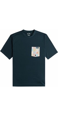 2024 Billabong Surf-t-shirt Med Kort rm EBYWR03004 - Herrar Team Pocket UV50 Navy