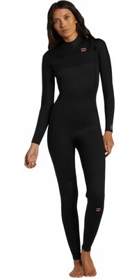 2024 Billabong Feminino Foil 4/3mm Chest Zip Wetsuit ABJW100188 - Black