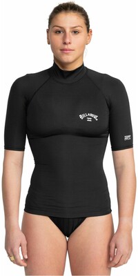 2024 Billabong Womens Tropic Surf UV50 Short Sleeve Rash Vest EBJWR03015 - Black