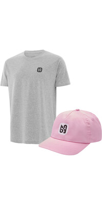 2024 Nyord Logo T-Shirt & Cap Hat Bundle SX087 - Grey / Pale Pink