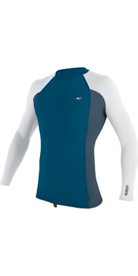 2024 O'Neill Mens Premium Skins Long Sleeve Rash Vest 4170B - Ultra Blue / Copen Blue