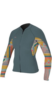 2024 O'Neill Womens Bahia 1/0.5mm Full Zip Wetsuit Jacket 4933 - Shade / Arta Geo
