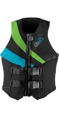 2023 O'Neill Womens Siren USCG Life Vest 4132 - Black / Dayglo / Turquoise