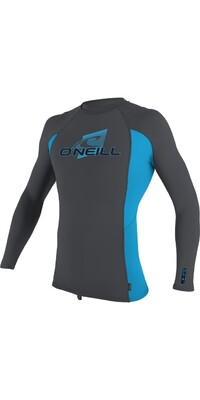 2024 O'Neill Youth Premium Skins Gilet In Lycra A Maniche Lunghe 4174 - Graphite / Sky