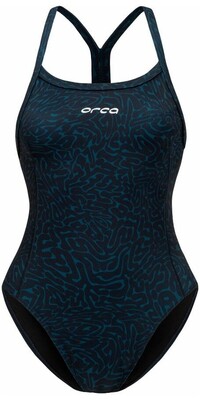 2024 Orca Frauen Core One Piece Thin Strap Swimsuit MS53 - Dark Blue Diploria