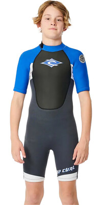 2024 Rip Curl Boys Omega 2mm Back Zip Shorty Wetsuit 11CBSP - Blue