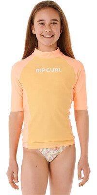 2024 Rip Curl Girls Classic Surf Short Sleeve Rash Vest 129GRV - Orange