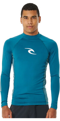 2024 Rip Curl Hommes Waves UPF Performance Gilet Lycra Manches Longues 141MRV - Deep Ocean