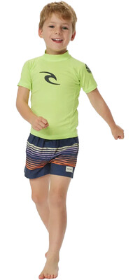 2024 Rip Curl Kleinkind Brand Wave UPF Short Sleeve Lycra Vest TNQTRV - Lime