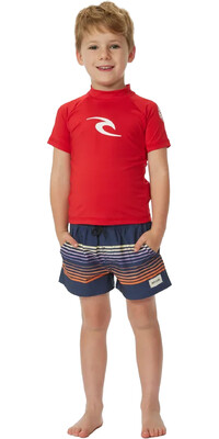 2024 Rip Curl Toddler Brand Wave UPF Short Sleeve Colete De Lycra TNQTRV - Red