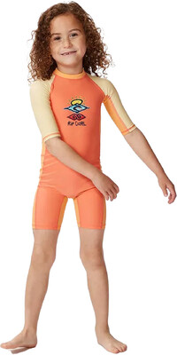 2024 Rip Curl Peuter Cosmic UPF Korte Mouwen Swim Suit TNDTRV - Red Rock