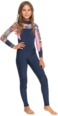 2024 Roxy Girls Swell Series 3/2mm GBS Front Zip Wetsuit ERGW103056 - Mood Indigotrue Paradise