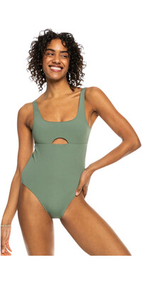 2024 Roxy Pro The Double Line One Piece Swimsuit ERJX103588 - Agave Green
