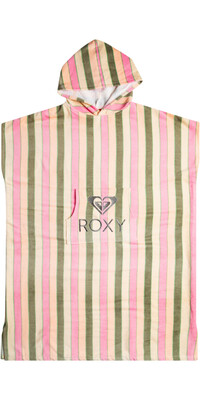 2024 Roxy Dames Blijf Magisch Bedrukte Handdoek Poncho ERJAA04262 - Agave Green Very Vista Stripe