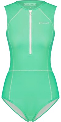 2024 Wallien Femmes One Piece Front Zip Swimsuit 102024 - Aquamarine