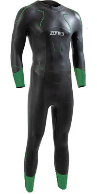 2024 Zone3 Mens Terraprene Vision Back Zip Swim Wetsuit WS24MVIS101 - Black / Forest Green