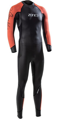 2024 Zone3 Mens Venture Back Zip Swim Wetsuit WS22MVEN101 - Black / Orange