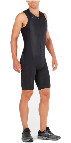2018 2XU Compression Zip ärmellose Trikot schwarz / schwarz MT4839d
