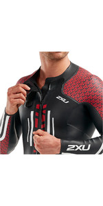 2XU Combinaison Pro Swim-Run SR1 Homme Noir /Étirement Facile Imprim/é Surf Bleu