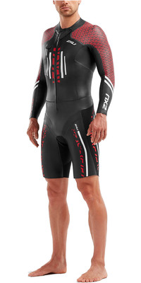 2022 2XU Mens Pro Swim-Run Pro Wetsuit Black / Flame Scarlet MW5477c