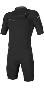 2023 O'Neill Hammer 2mm Chest Zip Spring Shorty Wetsuit 4927 Voor Heren, Zwart