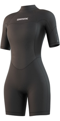 2023 Mystic Feminino Brand 3/2mm Back Zip Shorty Wetsuit 210323 - Preto