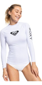 2022 Roxy Women's Whole Hearted Long Sleeve Rash Vest Vest Erjwr03547 - Bright White