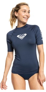 2022 Roxy Women's Whole Hearted Short Sleeve Rash Vest Vest Erjwr03548 - Mood Indigo