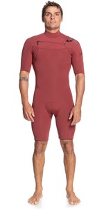 2022 Quiksilver Hommes Daily Sessions 2mm Chest Chest Zip Shorty Combinaison Eqyw503026 - Oxblood Red