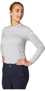 2023 Helly Hansen Dames Tech Crew Lange Mouw Basislaag Lichtgrijs 48374