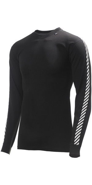 2019 Helly Hansen Lifa Stripe Crew Neck Base LS Top Black 48800