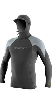 2024 O'neill Premium Pour Hommes Skins O'zone Long Sleeve Hooded Lycra Vest 4951 - Graphite / Gris Froid / Ocean