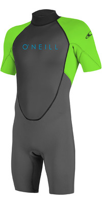 2024 O'Neill Youth Reactor II 2mm Rug Ritssluiting Shorty Wetsuit 5045 - Graphite / Dayglo
