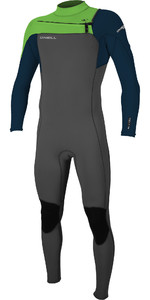 2022 O'neill Youth Hammer 3/2mm Chest Zip Wetsuit 5412 - Graphite / Abyss / Dayglo