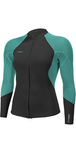 2023 O'Neill Womens Hyperfreak 2/1.5mm Front Zip Jacket 5563 - Raven / Opal