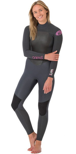 2018 Animal Womens Lava 5/4/3mm Back Zip GBS Wetsuit Graphite Grey AW8WN301