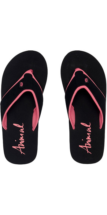 black animal flip flops