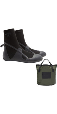 Billabong Absolute 5mm Round Toe Wetsuit Boots & Surftrek Storm Changing Bucket Bag Bundle ABYWB - Black / Military -