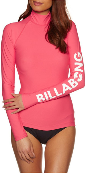 2018 Billabong Womens Logo Long Sleeve Rash Vest PASSION FRUIT H4GY02
