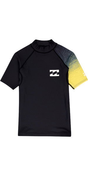 2019 Billabong Junior Boys Contrast Short Sleeve Rash Vest Black N4KY09