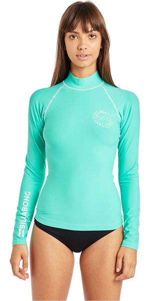 2019 Billabong Womens Logo In Long Sleeve Rash Vest Seagreen N4GY02