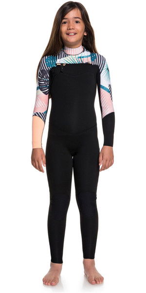 2019 Roxy Girls 3/2mm Pop Surf Front Zip Wetsuit Black ERGW103029