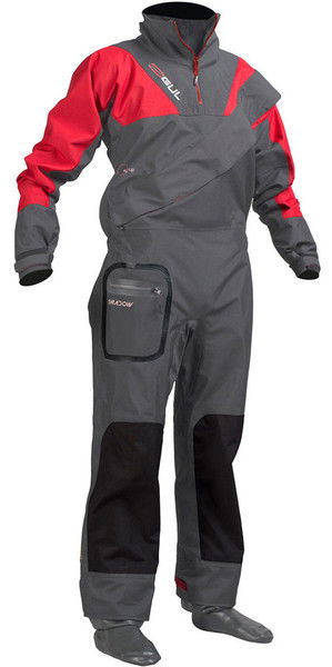 2018 Gul Shadow Junior Front Zip Drysuit Trækul / Rød GM0351-A8