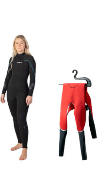 2023 Gul Womens Response 5/3mm GBS Back Zip Wetsuit & Wetsuit Slide Hanger Bundle RE12B - Black